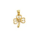 14K Yellow Gold CZ Clover Pendant