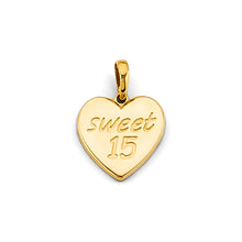 Load image into Gallery viewer, 14K Yellow Gold Heart Sweet 15 Years Pendant