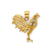 Load image into Gallery viewer, 14K Two Tone Gold CZ Rooster Pendant
