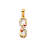 14K Two Tone Gold CZ Infinity Heart Pendant