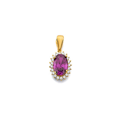 14K Yellow Gold CZ Oval June Birth Stone Pendant