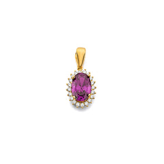14K Yellow Gold CZ Oval June Birth Stone Pendant