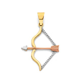 14K Tri Color Gold Bow And Arrow Pendant