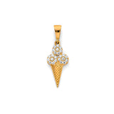 14K Yellow Gold CZ Ice Cream Pendant