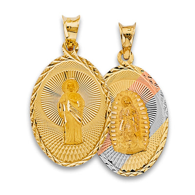 14K Tri Color Gold Religious Stamp 23mm Pendant