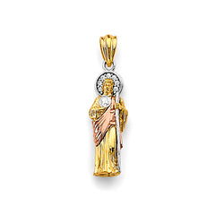 14K Tri Color Gold 8mm CZ St. Jude Thaddues 3D Pendant
