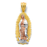 14K Tri Color Gold 25mm Guadalupe Pendant