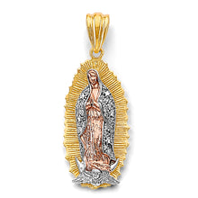Load image into Gallery viewer, 14K Tri Color Gold 15mm CZ Guadalupe Pendant