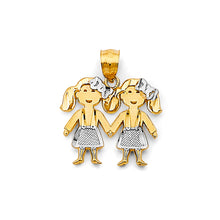 Load image into Gallery viewer, 14K Two Tone Gold Girl-Girl Pendant