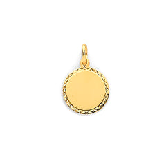 14K Yellow Gold Round 10mm Engravable Plain Pendant