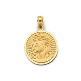 14K Yellow Gold 17mm Round Jesus Pendant