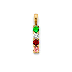 14K Yellow Gold CZ 4 Stone Month Pendant