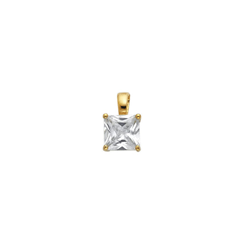 14K Yellow Gold CZ Princess Basket Pendant
