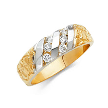 Load image into Gallery viewer, 14K Two Tone Gold CZ Men's 8mm Wedding Band