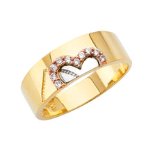 Load image into Gallery viewer, 14K Tri Color Gold Men's CZ Wedding Band Or Trio Set
