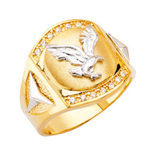 Load image into Gallery viewer, 14K Two Tone Gold Eagle Men's CZ Ring