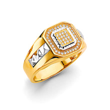 Load image into Gallery viewer, 14K Two Tone Gold Square Men&#39;s CZ Ring
