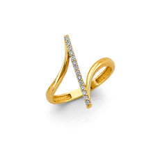 Load image into Gallery viewer, 14K Yellow Gold Curved Fancy CZ Ring