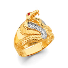 Load image into Gallery viewer, 14K Two Tone Gold Snake Men's CZ Ring