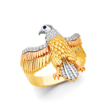 Load image into Gallery viewer, 14K Tri Color Gold Eagle Men's CZ Ring