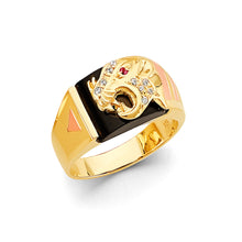 Load image into Gallery viewer, 14K Tri Color Gold Panther Men's CZ Ring