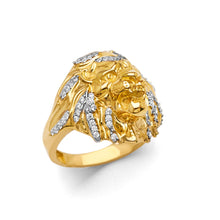 Load image into Gallery viewer, 14K Two Tone Gold CZ Lion Men's Ring