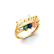 Load image into Gallery viewer, 14K Yellow Gold CZ 3 Stone Mother's Ring