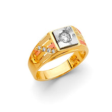Load image into Gallery viewer, 14K Tri Color Gold CZ Men's Ring