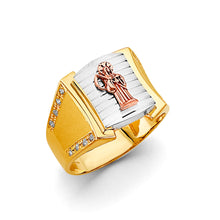 Load image into Gallery viewer, 14K Tri Color Gold Santa Muerte Men's CZ Ring