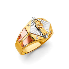 Load image into Gallery viewer, 14K Tri Color Gold Santa Muerte CZ Men's Ring