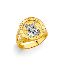 Load image into Gallery viewer, 14K Two Tone Gold St. Michael Men's Ring