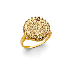 14K Yellow Gold Calendario Azteca Ring
