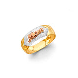 14K Tri Color Gold 6mm Light Tape Red Mom Band