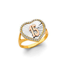 Load image into Gallery viewer, 14K Two Tone Gold CZ Heart 15 Years Ring