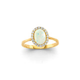 14K Yellow Gold CZ Oval Opal Ring Or Set