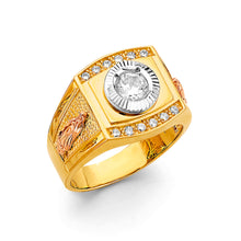 Load image into Gallery viewer, 14K Tri Color Gold Round CZ Men's Ring