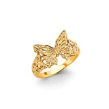 14K Yellow Gold Butterfly Ladies Ring