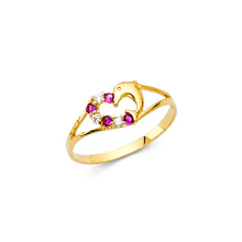 Load image into Gallery viewer, 14K Yellow Gold Half Heart Dolphin Baby CZ Ring