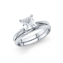 Load image into Gallery viewer, 14K White Gold Square CZ Solitaire Engagement Ring