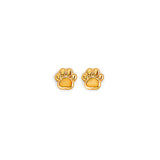 14K Yellow Gold Screw Back Paw Stud Earrings