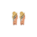14K Tri Color Gold St. Jude Stud Earrings With Screw Back