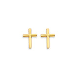 14K Yellow Gold Screw Back Cross Stud Earrings