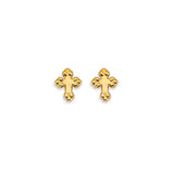 14K Yellow Gold Cross Stud Earrings With Screw Back