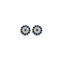 Load image into Gallery viewer, 14K Yellow Gold CZ Evil Eye Stud Earrings With Screw Back