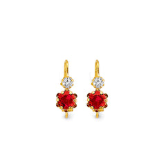 14K Yellow Gold Round CZ Wire Hook Stud Earrings
