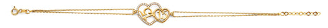 14K Yellow Gold CZ 15 Years Heart Bracelet