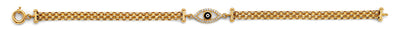 14K Yellow Gold CZ Evil Eye Center Bracelet