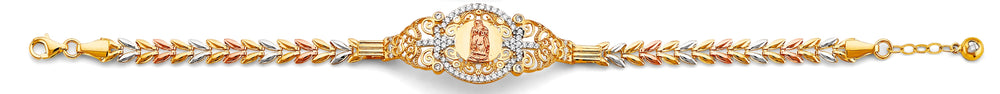 14K Tri Color Gold Guadalupe ID CZ Bracelet