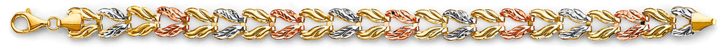 14K Tri Color Double Face Gradated Stampato Bracelet