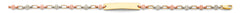14K Tri Color Gold Flower Plain ID Bracelet